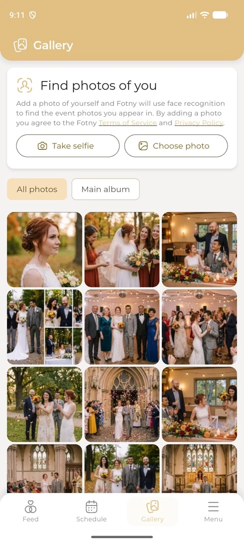 The Vows gallery with Find photos of you